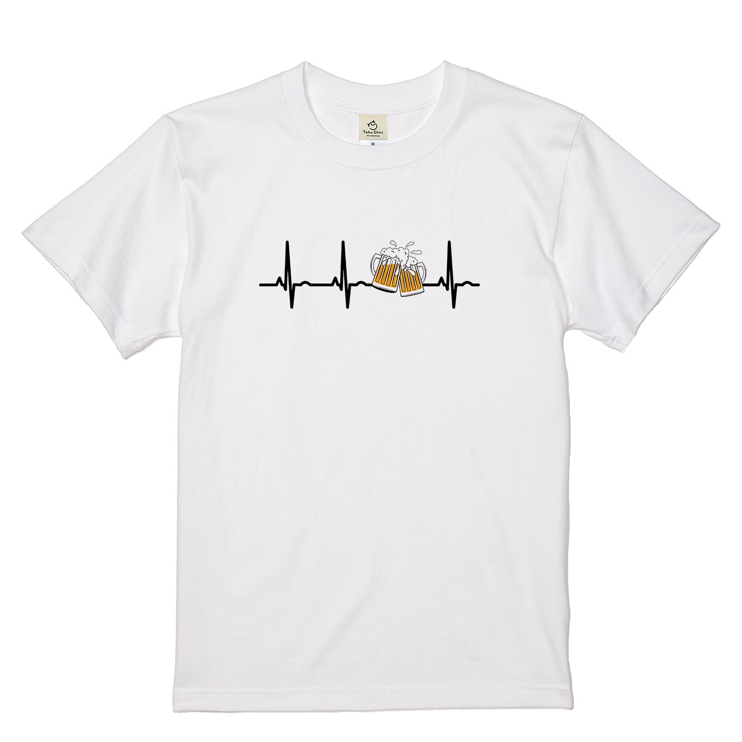 「ビールのハートビート」誕生日プレゼントにも最適!居酒屋・飲み会で話題の面白tシャツ|日本酒・ビール・焼酎・ウイスキー好きにおすすめ